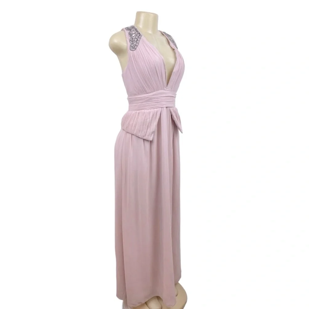 Little Mistress Beaded Sleeveless Plunge V-Neck Peplum Maxi Dress from ASOS - Picture 6 of 10